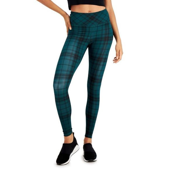 INC Plaid Compression Leggings, Created for Macy's - Green Plaid Size L - Picture 1 of 3